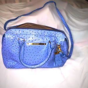 Brahmin Anywhere Conv Satchel-Chambray Ostrich Embossed Leather